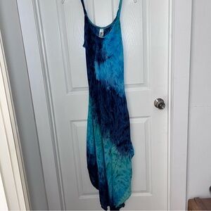 India Boutique Blue Teal Tie-Dye Maxi Dress
